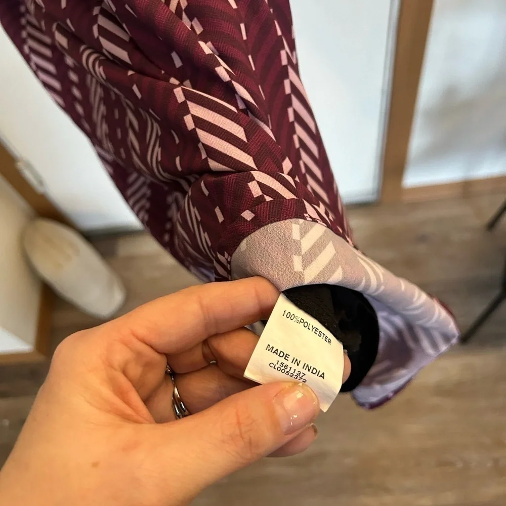 NWOT eShakti Herringbone print crepe hoodie blouson